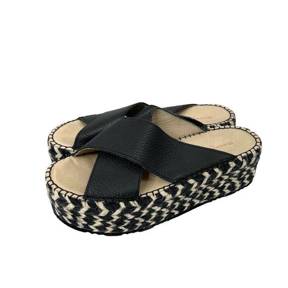 Chocolat Blu Niza leather Crisscross Platform Slide Sandals Size 37 boho beach - Picture 4 of 9